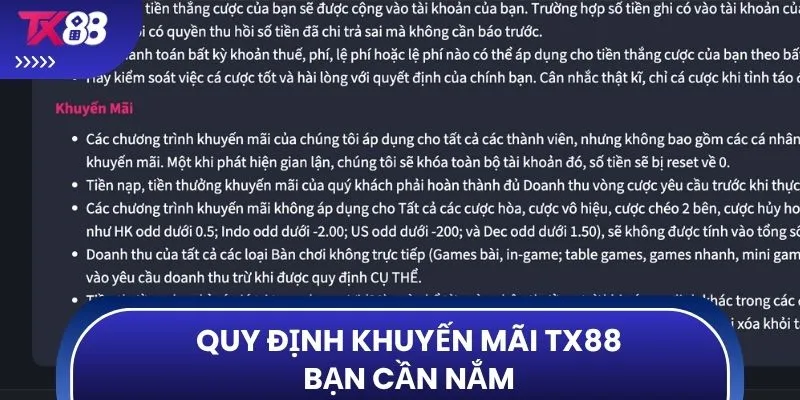 Quy định khuyến mãi TX88 bạn cần nắm